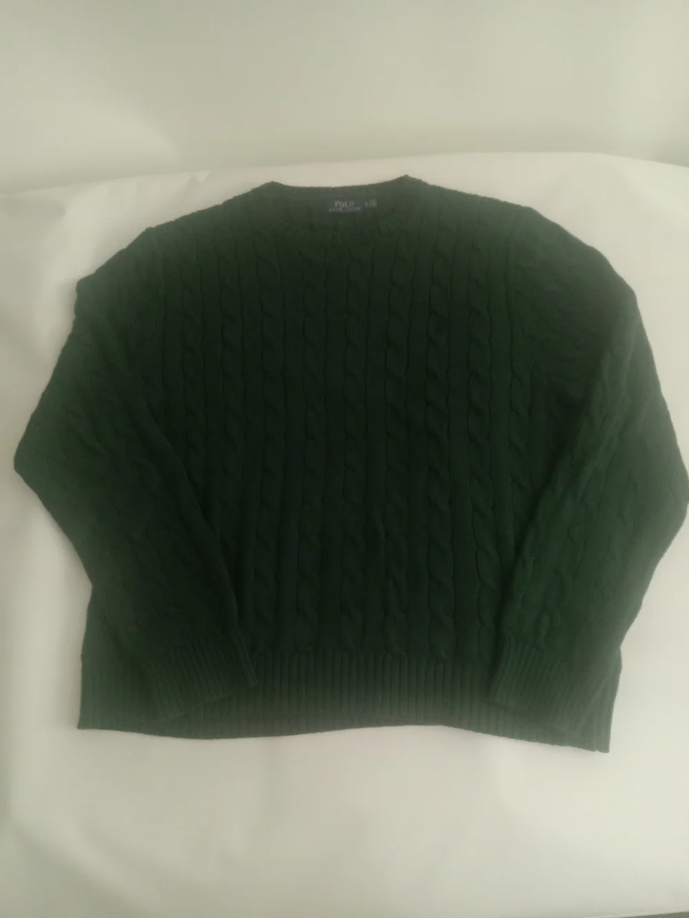 Polo by Ralph Lauren Forest Green Cable-Knit Crewneck Sweater Cotton Sz XL